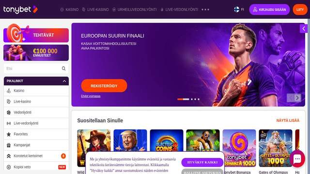 Tonybet casino screenshot